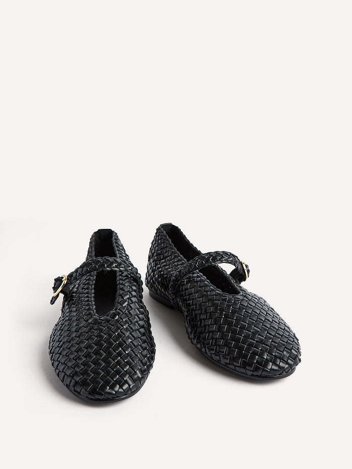 Debut Black Handwoven Ballet Flats