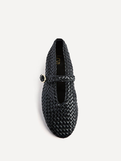 Debut Black Handwoven Ballet Flats