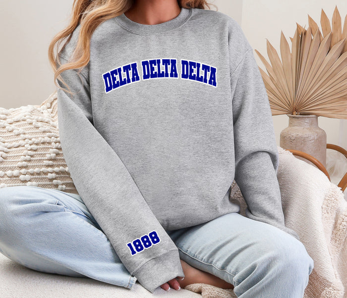 Delta Delta Delta Varsity Crewneck 1888