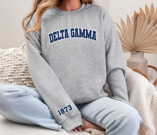 Delta Gamma Varsity Crewneck 1873