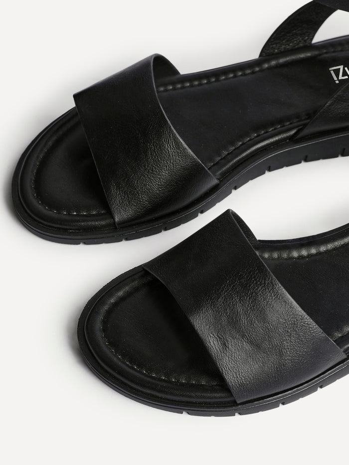 Denia Wide Fit Black Sandals