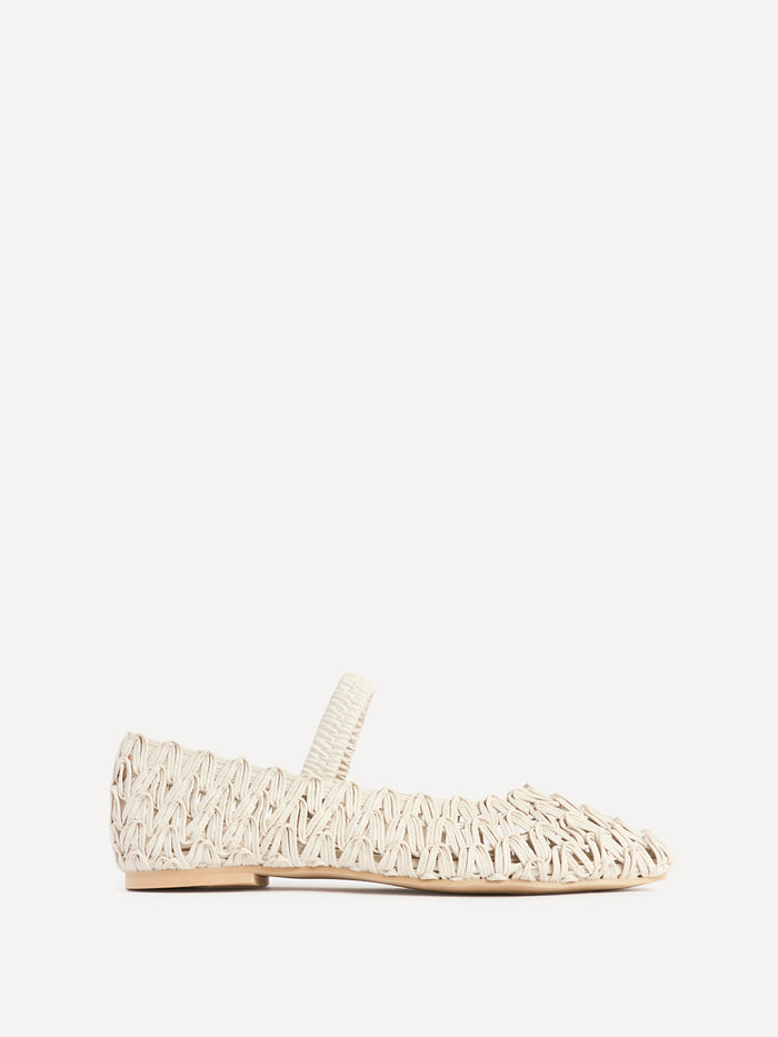 Devon Ivory Handwoven Ballet Flats