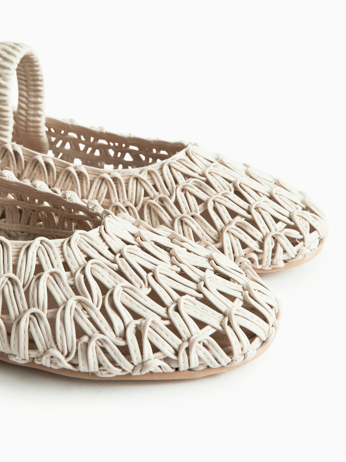 Devon Ivory Handwoven Ballet Flats