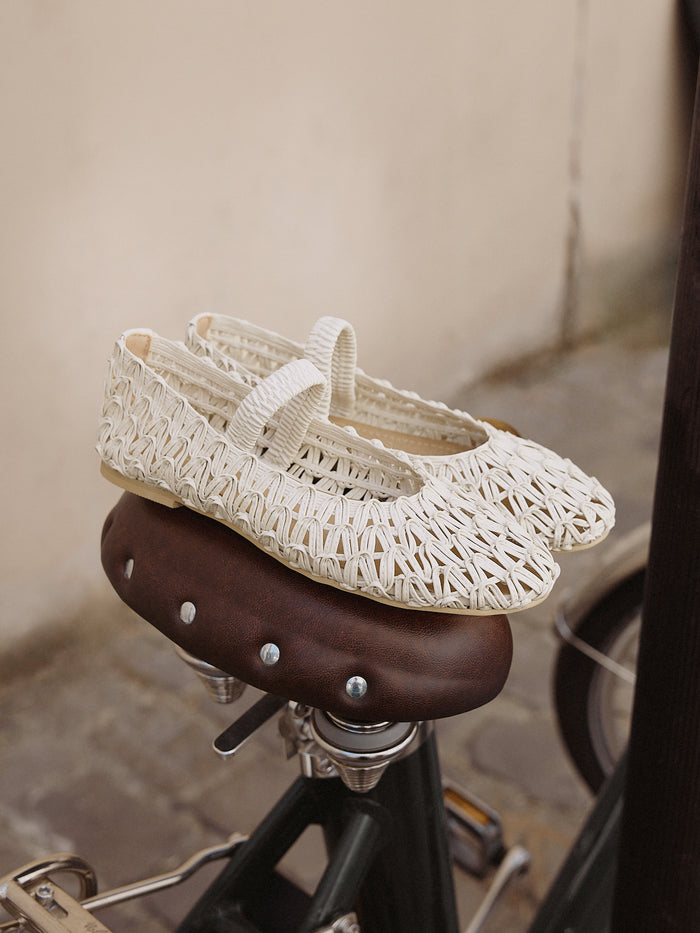Devon Ivory Handwoven Ballet Flats
