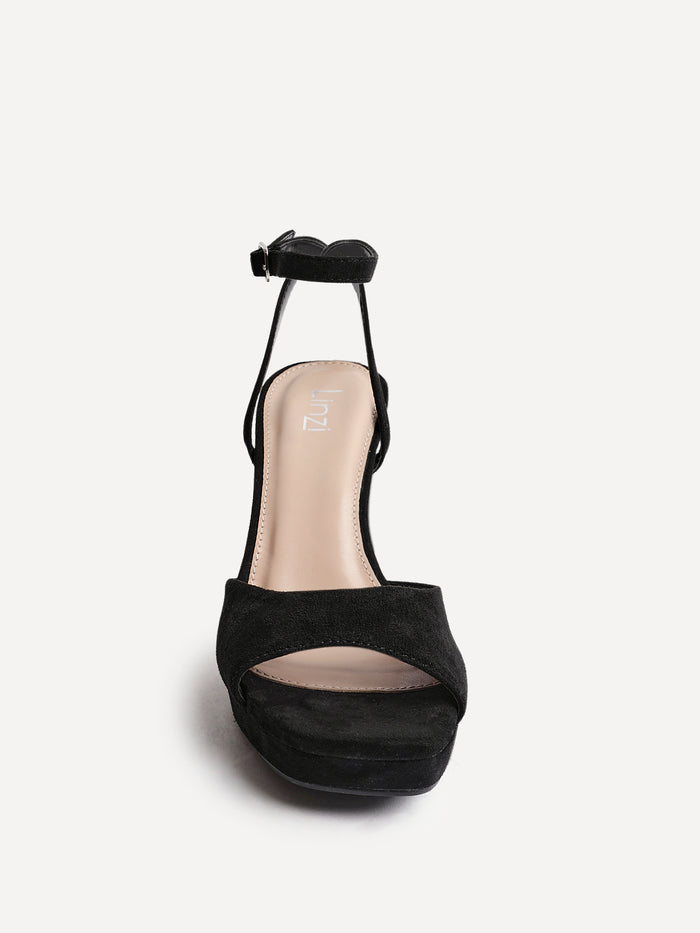 Diva Black Faux Suede Platform Heels