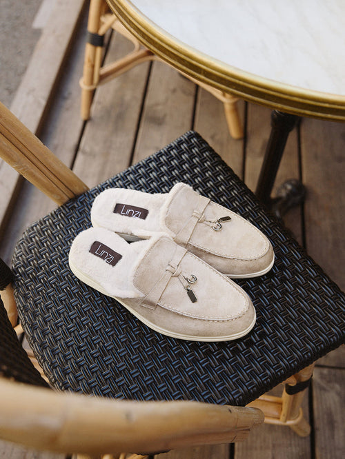 Dover Mocha Faux Fur Mule loafers