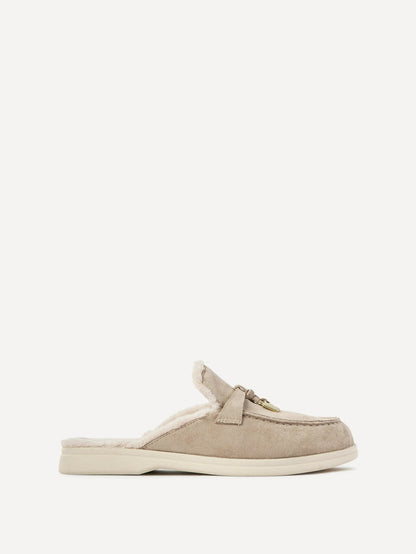 Dover Mocha Faux Fur Mule loafers