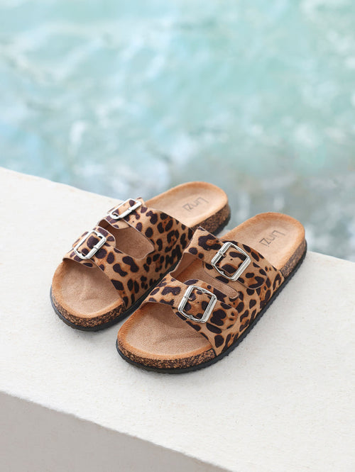 Echo Leopard Print Double Buckle Sandals