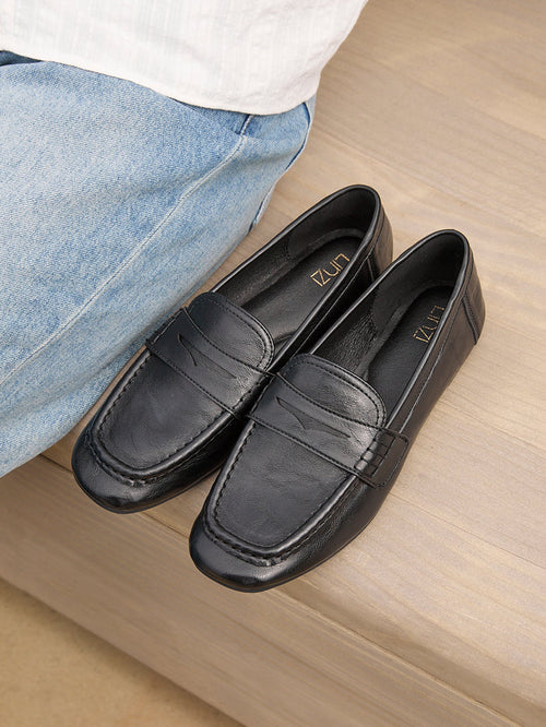 Edition Black Faux Leather Penny Loafers