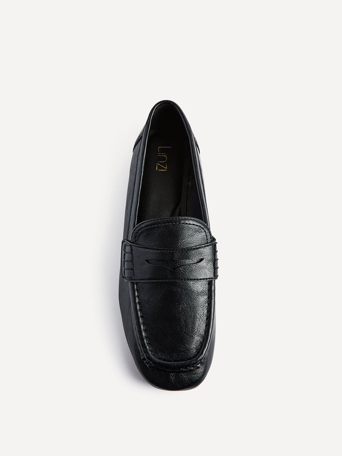 Edition Black Faux Leather Penny Loafers