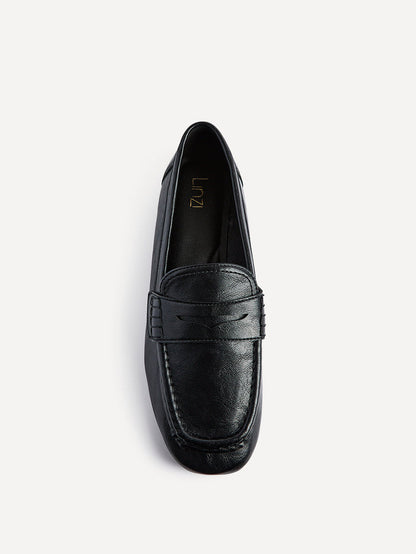 Edition Black Faux Leather Penny Loafers