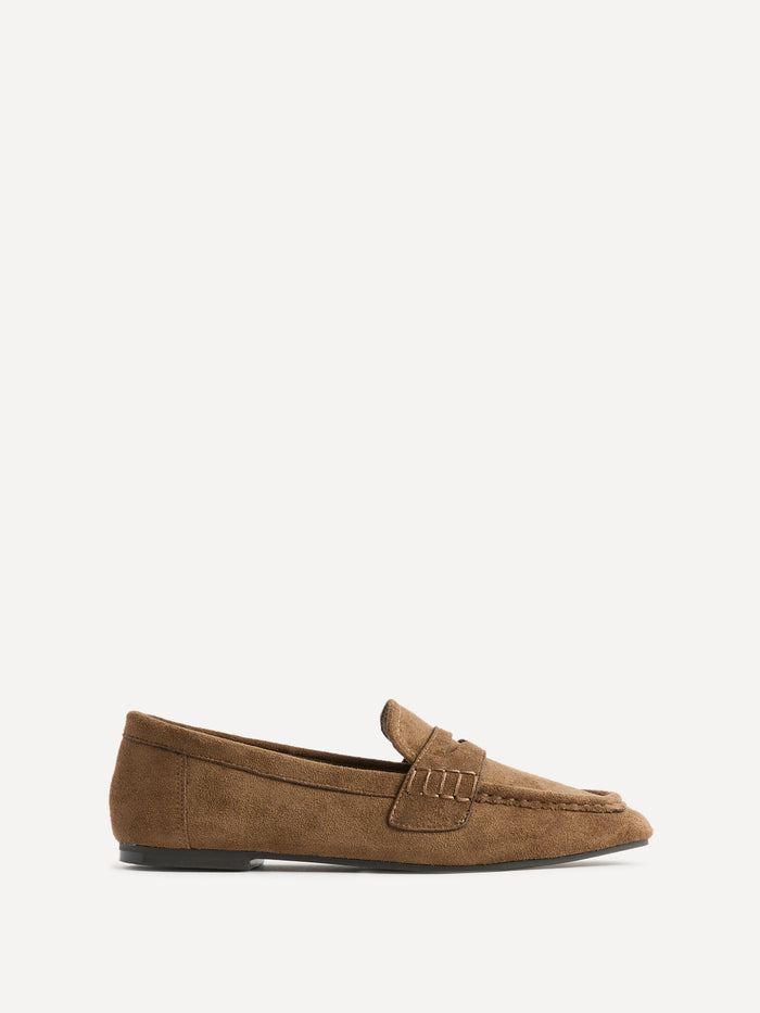 Edition Tan Faux Suede Print Penny Loafers