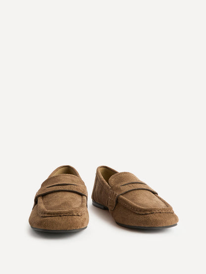 Edition Tan Faux Suede Print Penny Loafers