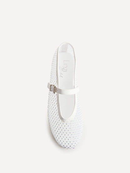 Elise Bridal Diamante Mesh Mary Jane Pumps