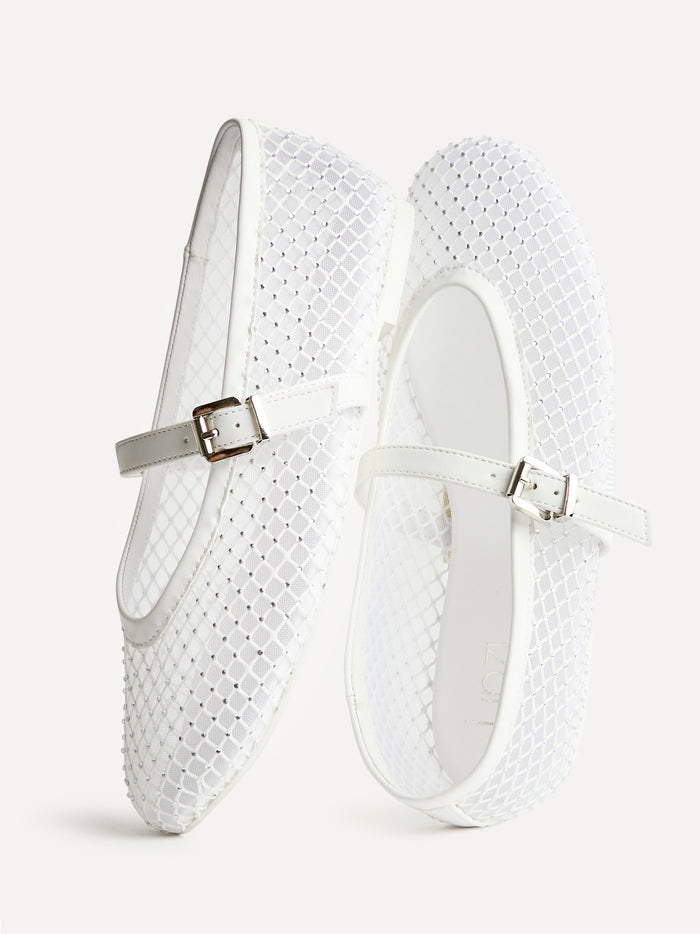Elise Bridal Diamante Mesh Mary Jane Pumps