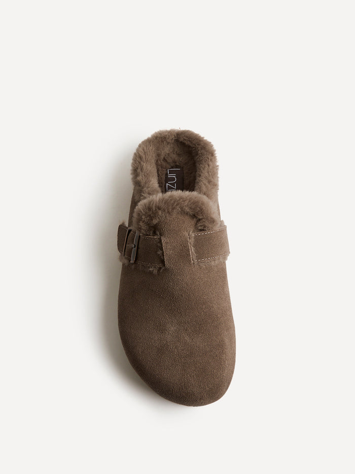 Ember Mocha Suede Leather Fur Lined Clogs