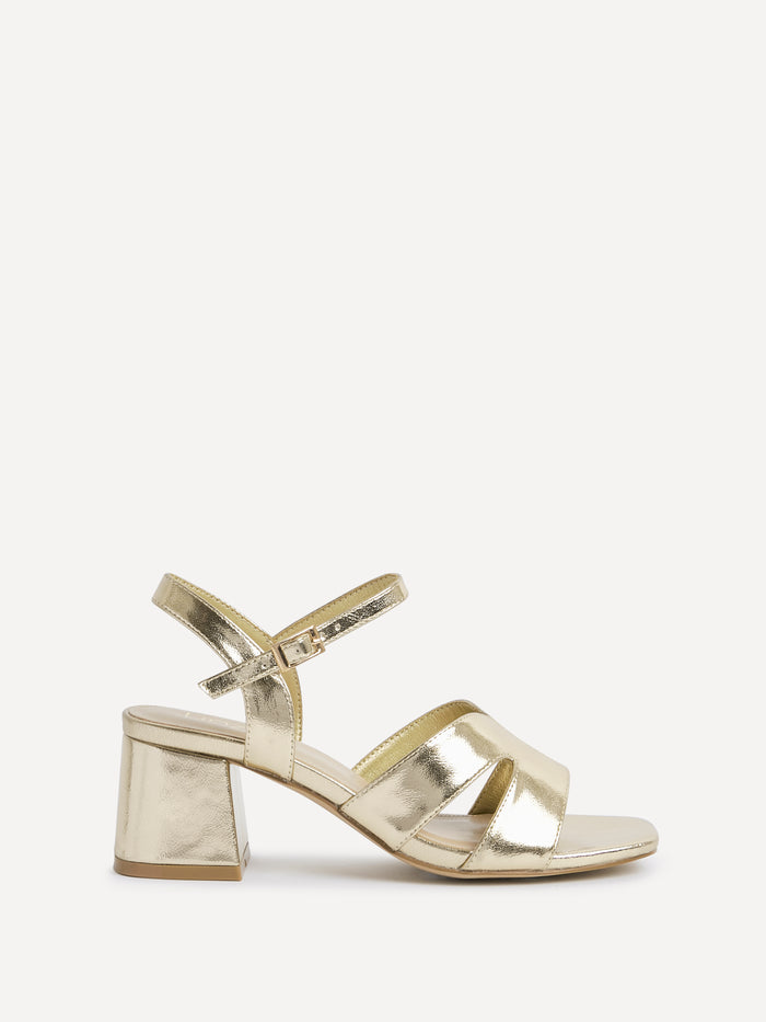 Empire Wide Fit Gold Block Heels