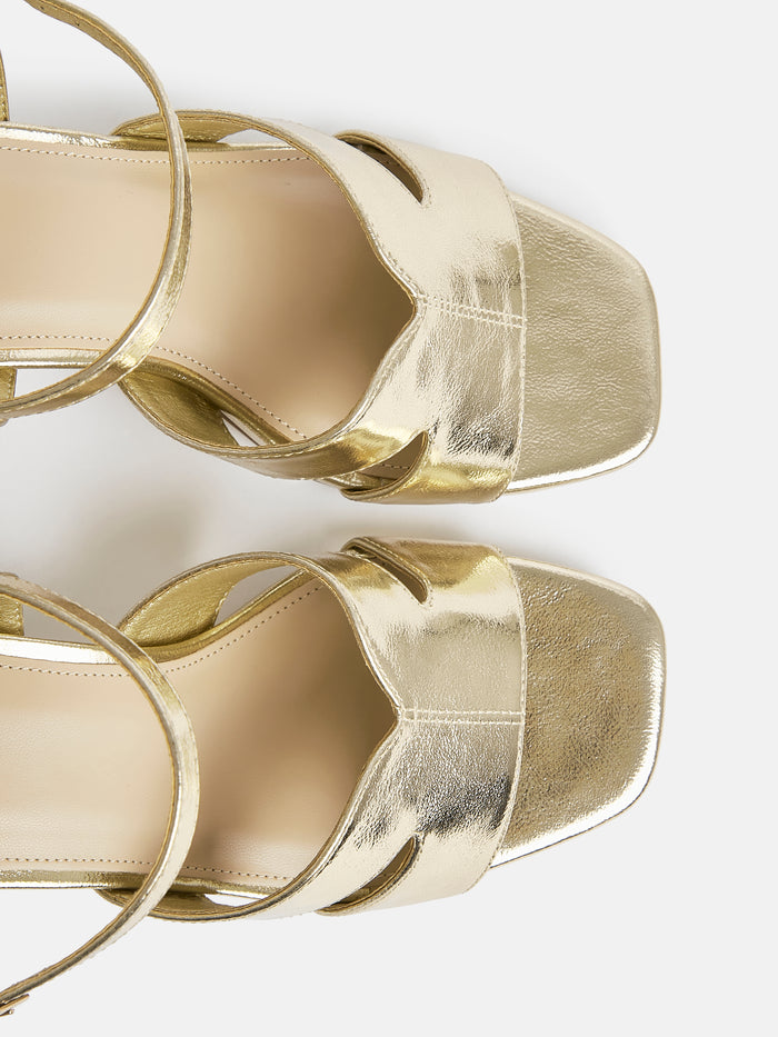 Empire Wide Fit Gold Block Heels