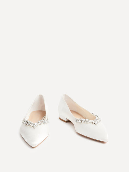 Endless Bridal Ivory Satin Pointed Pumps