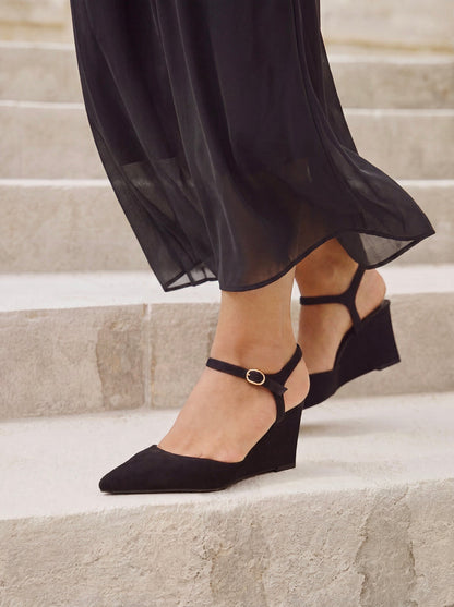 Enhanced Black Wedge Court Shoes