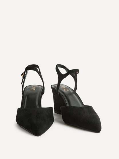 Enhanced Black Wedge Court Shoes