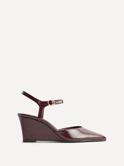 Enhanced Burgundy Wedge Court Shoes