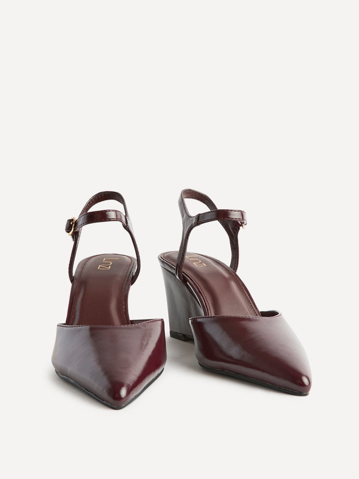 Enhanced Burgundy Wedge Court Shoes