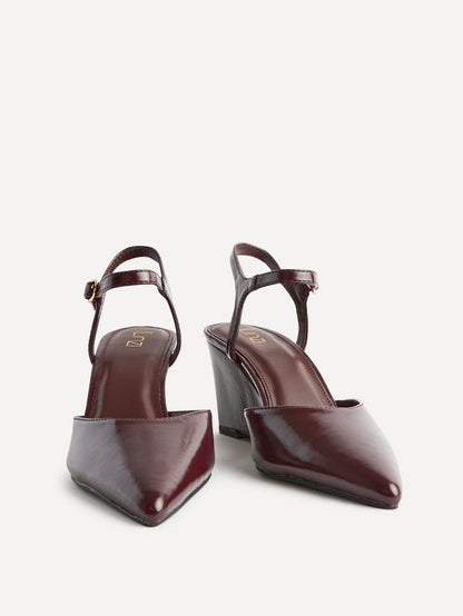 Enhanced Burgundy Wedge Court Shoes