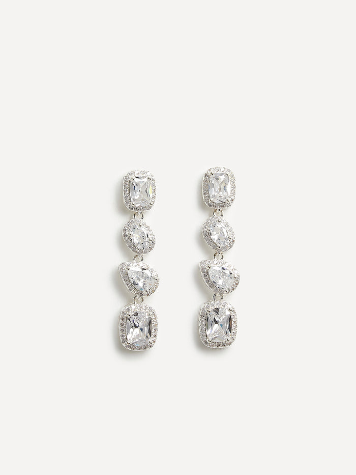 Entwined Silver Crystal Drop Earrings