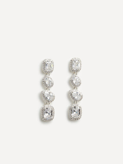 Entwined Silver Crystal Drop Earrings