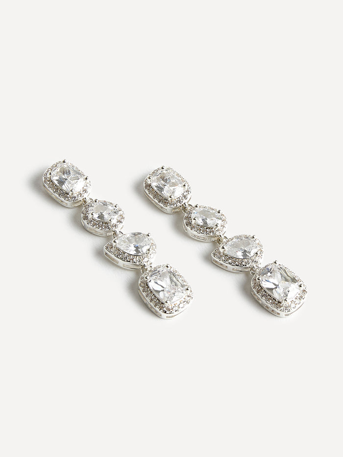 Entwined Silver Crystal Drop Earrings