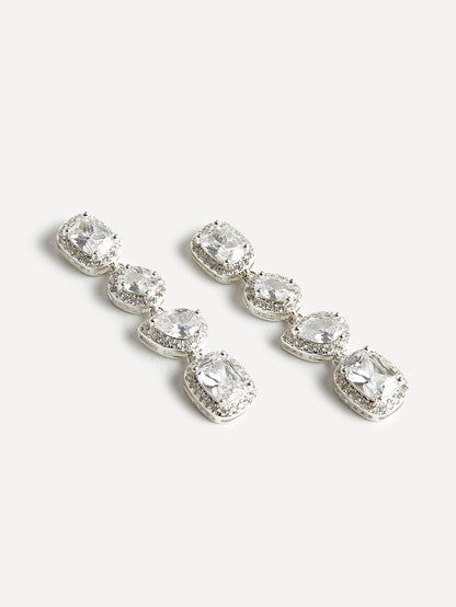 Entwined Silver Crystal Drop Earrings