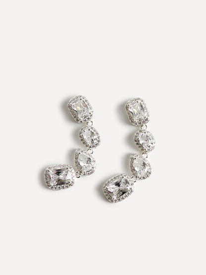 Entwined Silver Crystal Drop Earrings