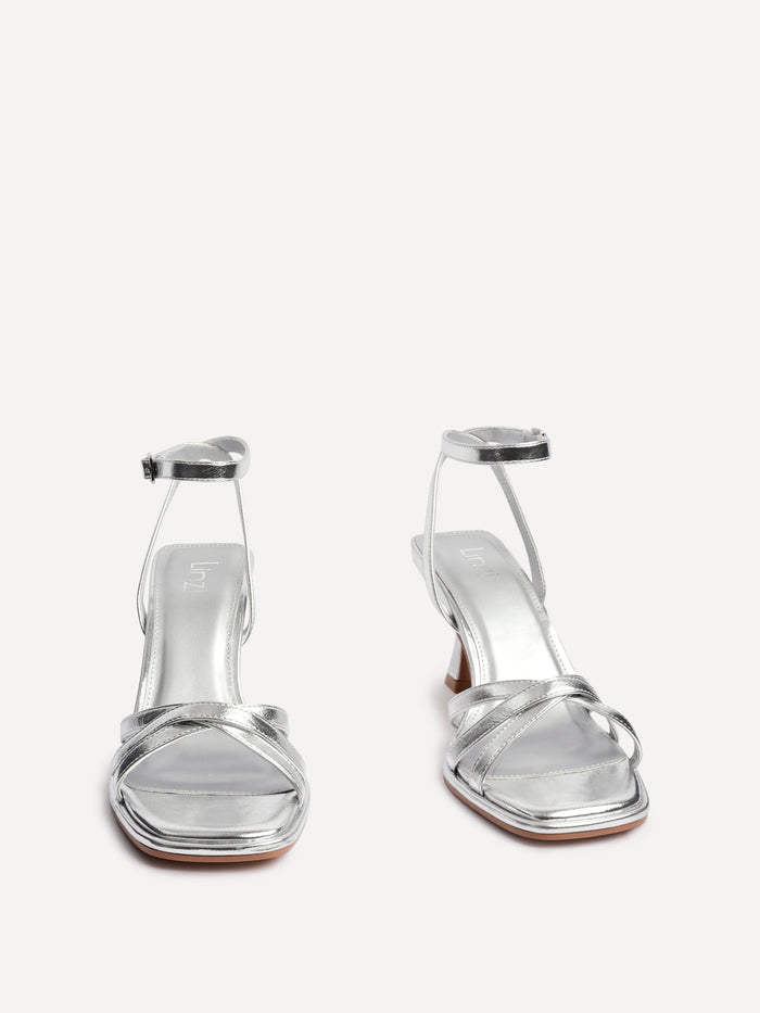 Faro Silver Strappy Heeled Sandals