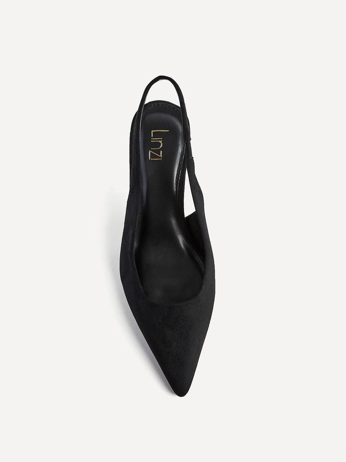 Featured Black Faux Suede Court Heels
