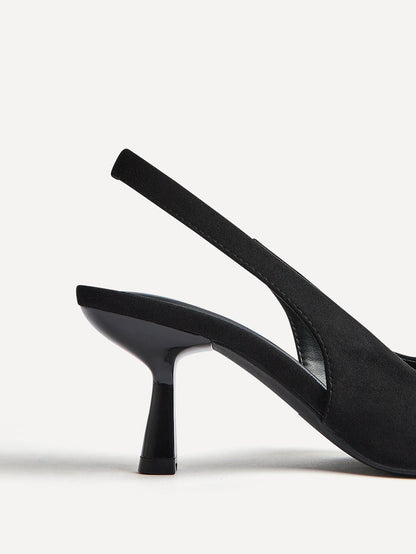 Featured Black Faux Suede Court Heels