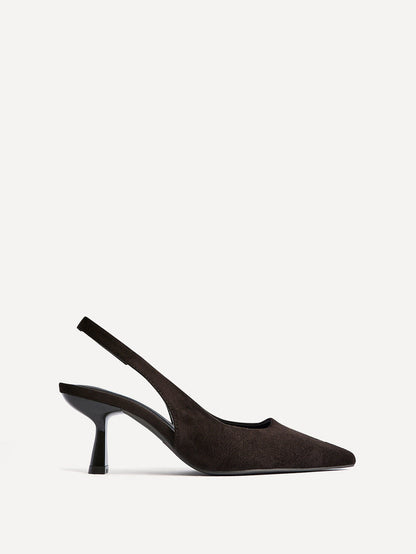 Featured Brown Faux Suede Court Heels