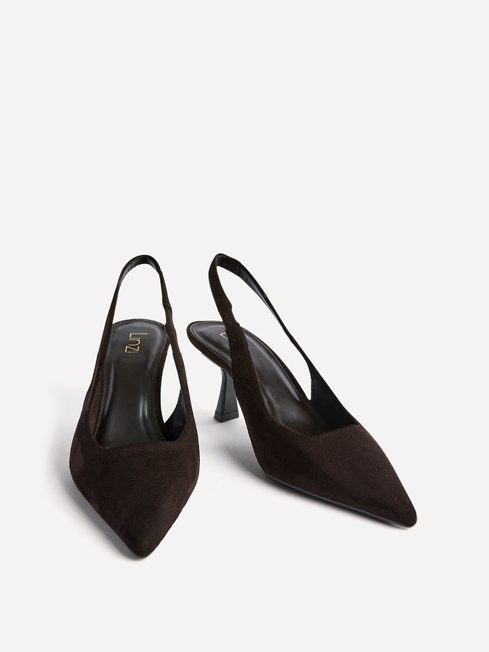 Featured Brown Faux Suede Court Heels