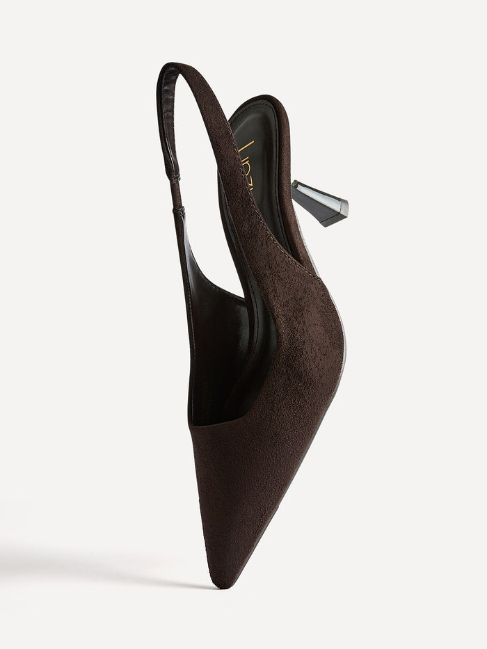 Featured Brown Faux Suede Court Heels
