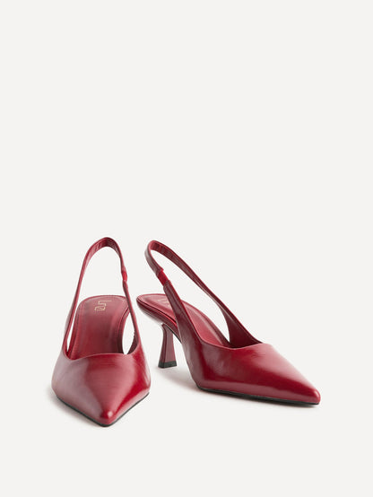 Featured Red Faux Leather Court Heels