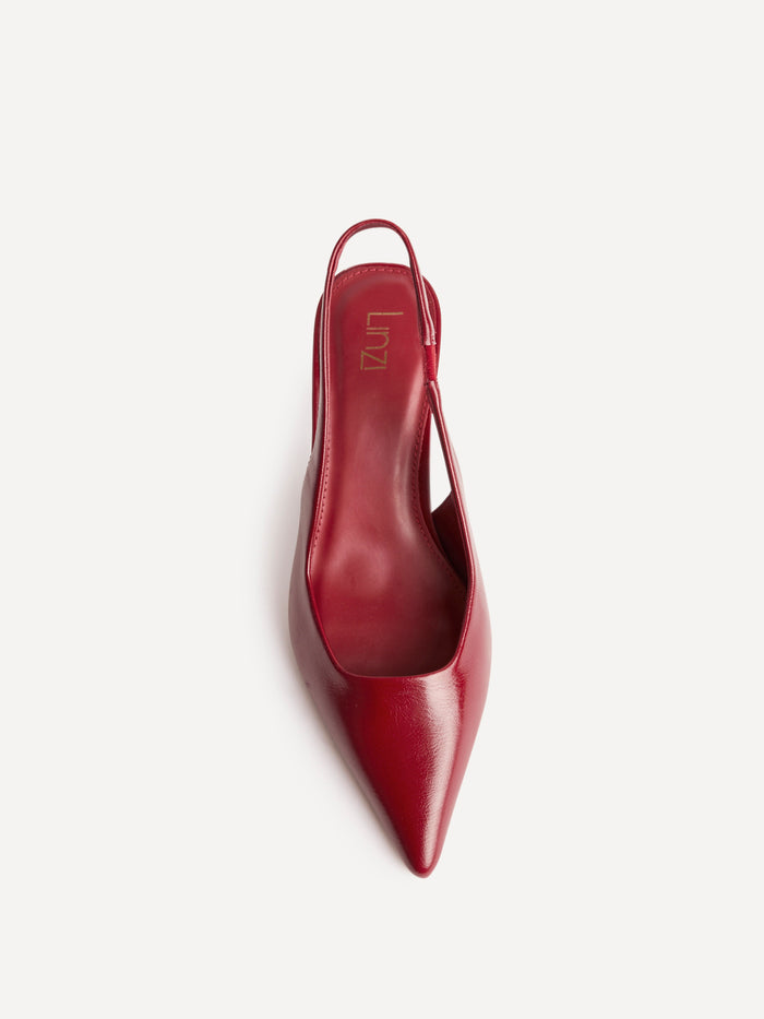 Featured Red Faux Leather Court Heels