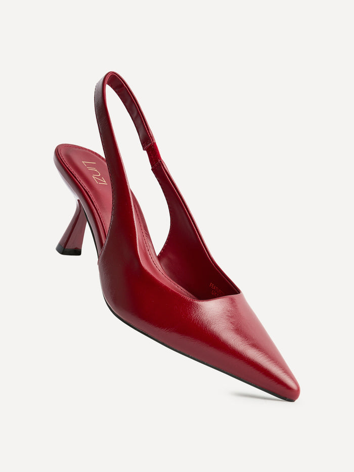 Featured Red Faux Leather Court Heels