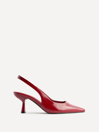 Featured Red Faux Leather Court Heels