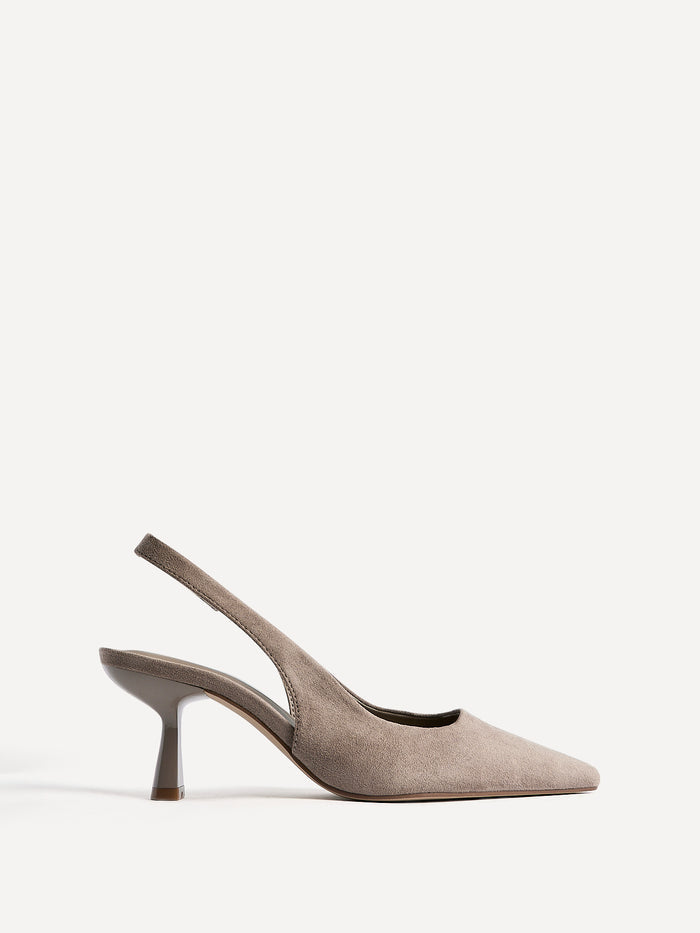 Featured Taupe Faux Suede Court Heels
