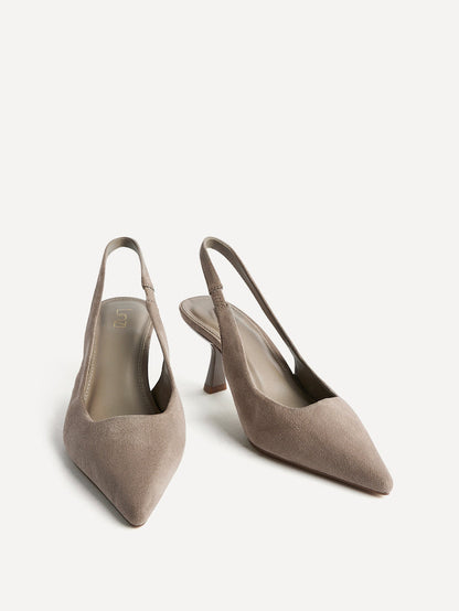 Featured Taupe Faux Suede Court Heels
