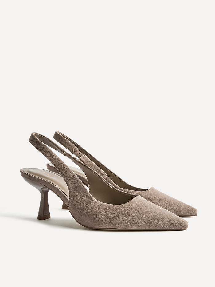 Featured Taupe Faux Suede Court Heels