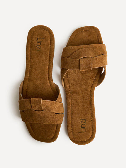 Fletcher Tan Suede Slider Sandals