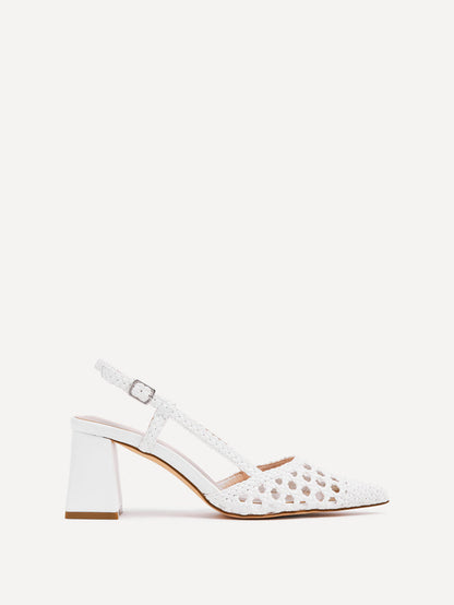 Florence White Woven Court Heels
