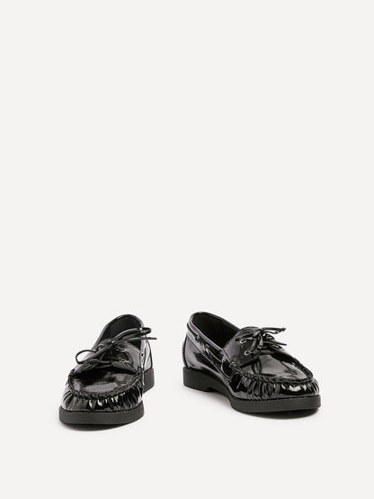 Frame Black High Shine Boat Shoes