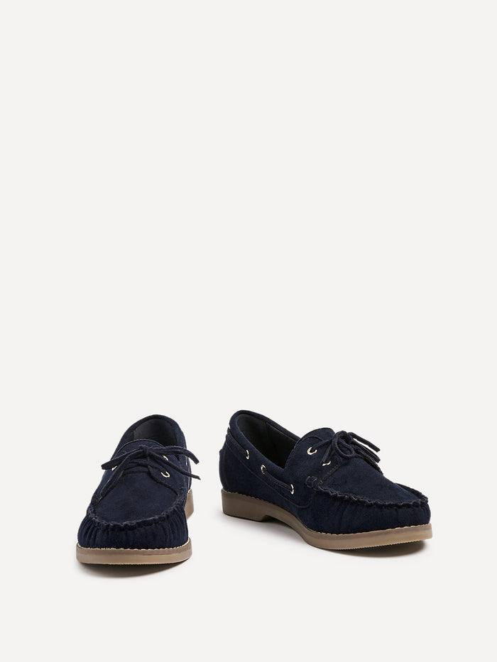 Frame Navy Faux Suede Boat Shoes